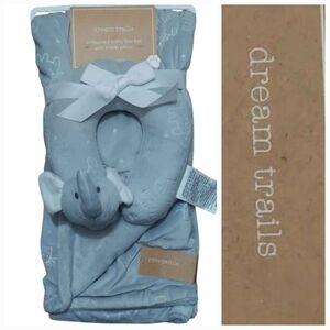 NWT Gray Baby Blanket with Elephant Pillow
